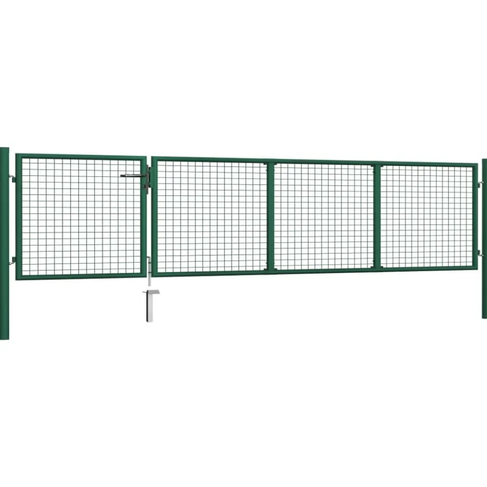 vidaXL Puerta de jardín de acero 350 x 75 cm Verde