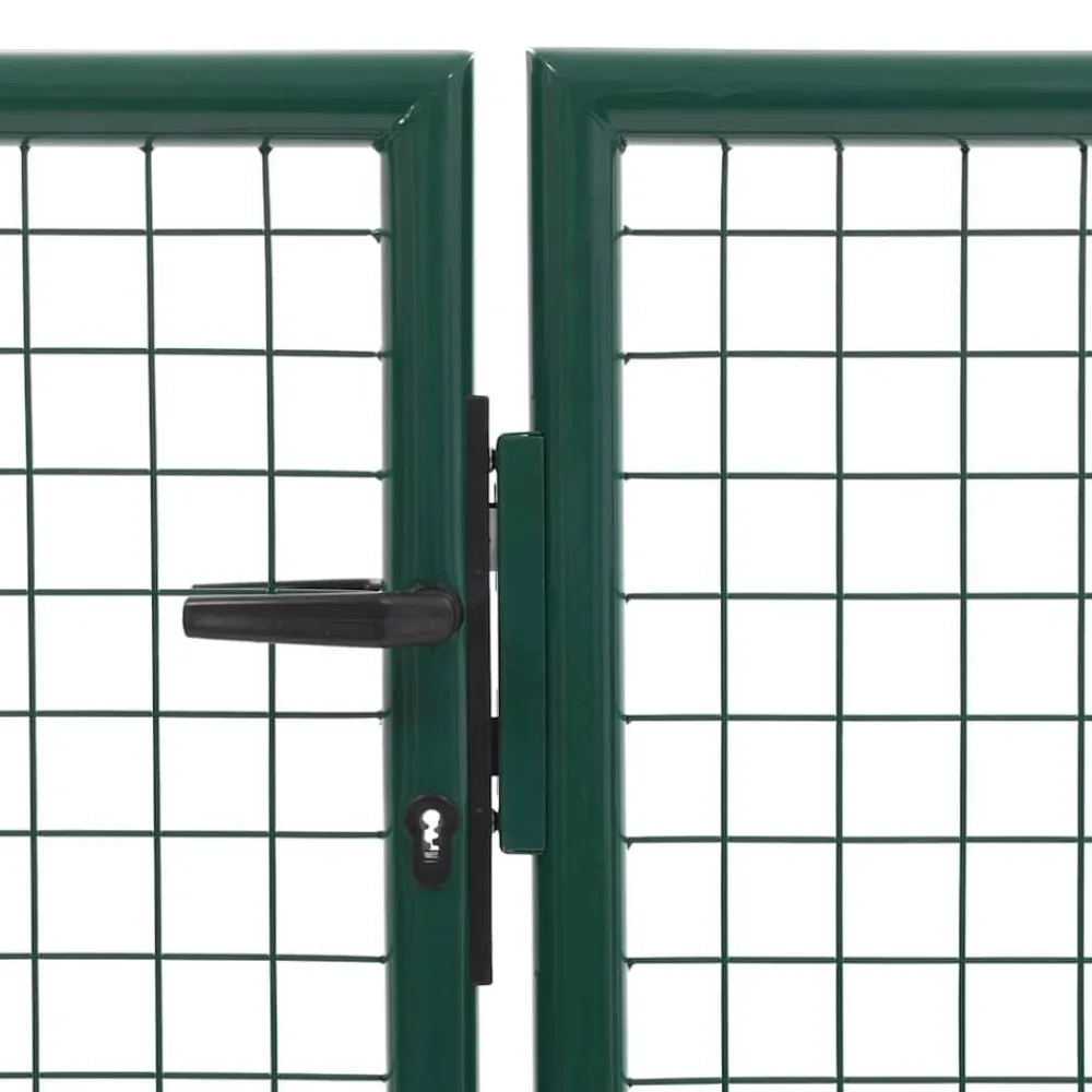 vidaXL Puerta de jardín de acero 350 x 75 cm Verde