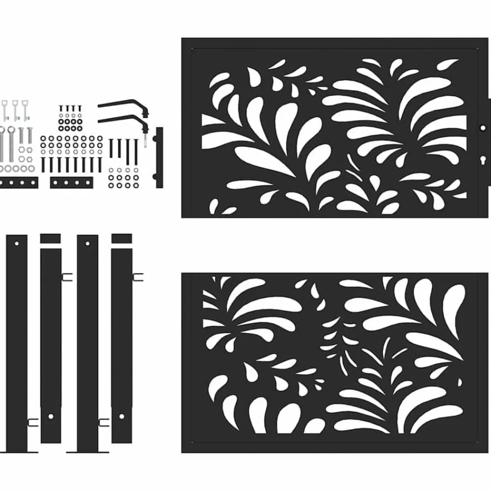 vidaXL Vallas De Jardín-Puerta de jardín diseño ondulado de acero negro 100x100 cm