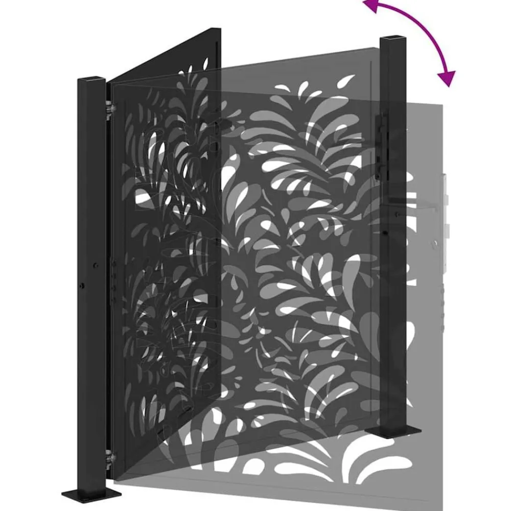 vidaXL Vallas De Jardín-Puerta de jardín diseño ondulado de acero negro 100x100 cm