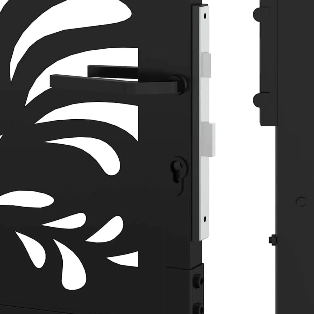 vidaXL Vallas De Jardín-Puerta de jardín diseño ondulado de acero negro 100x100 cm