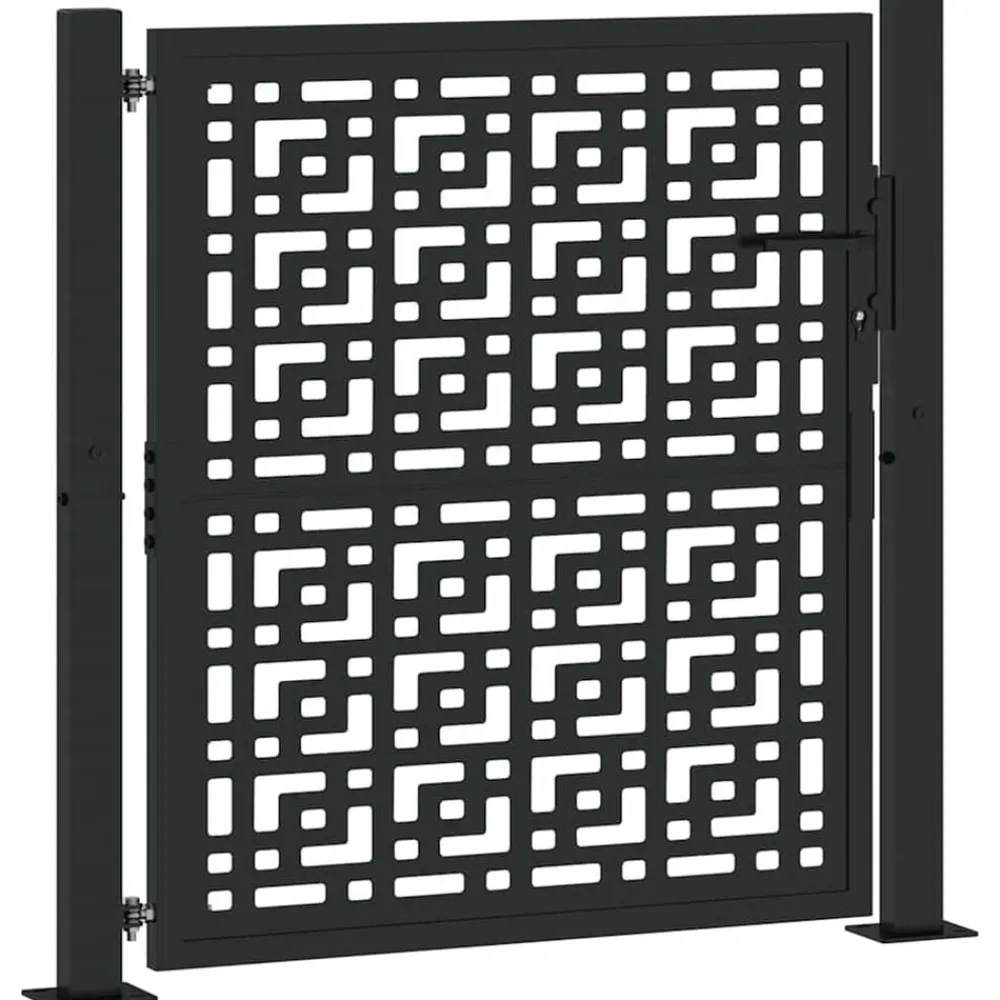 vidaXL Vallas De Jardín-Puerta de jardín negra 100x100 cm diseño de cruz de acero
