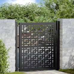 vidaXL Vallas De Jardín-Puerta de jardín negra 100x100 cm diseño de cruz de acero