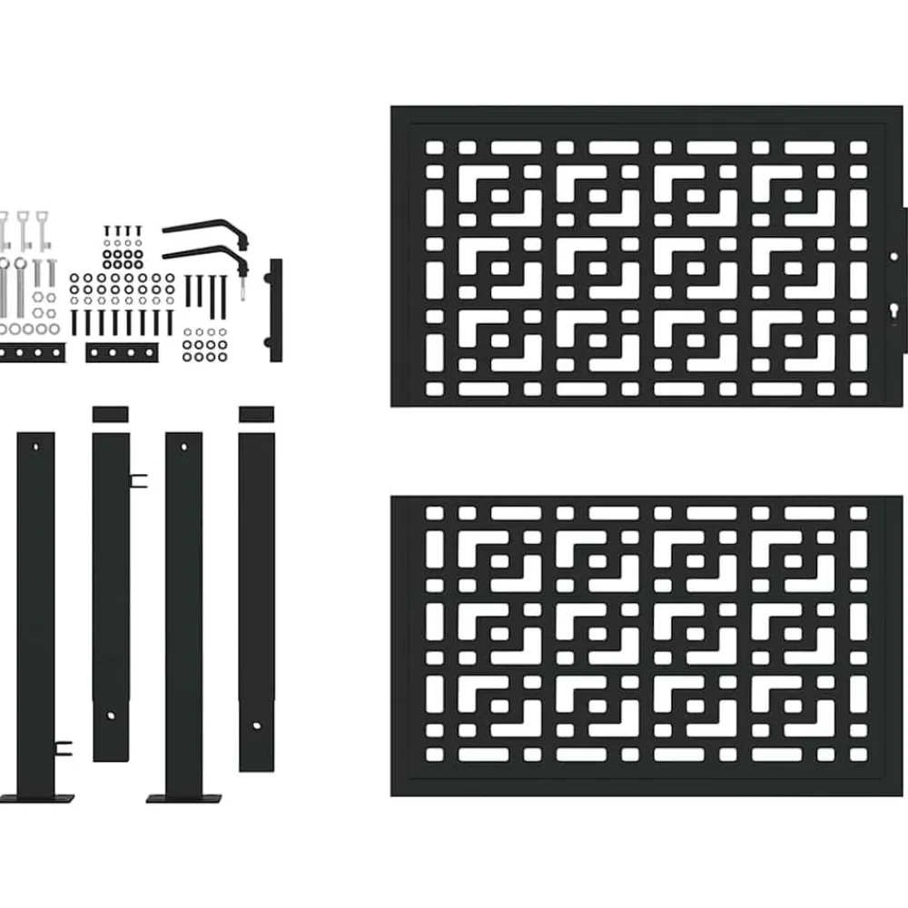 vidaXL Vallas De Jardín-Puerta de jardín negra 100x100 cm diseño de cruz de acero