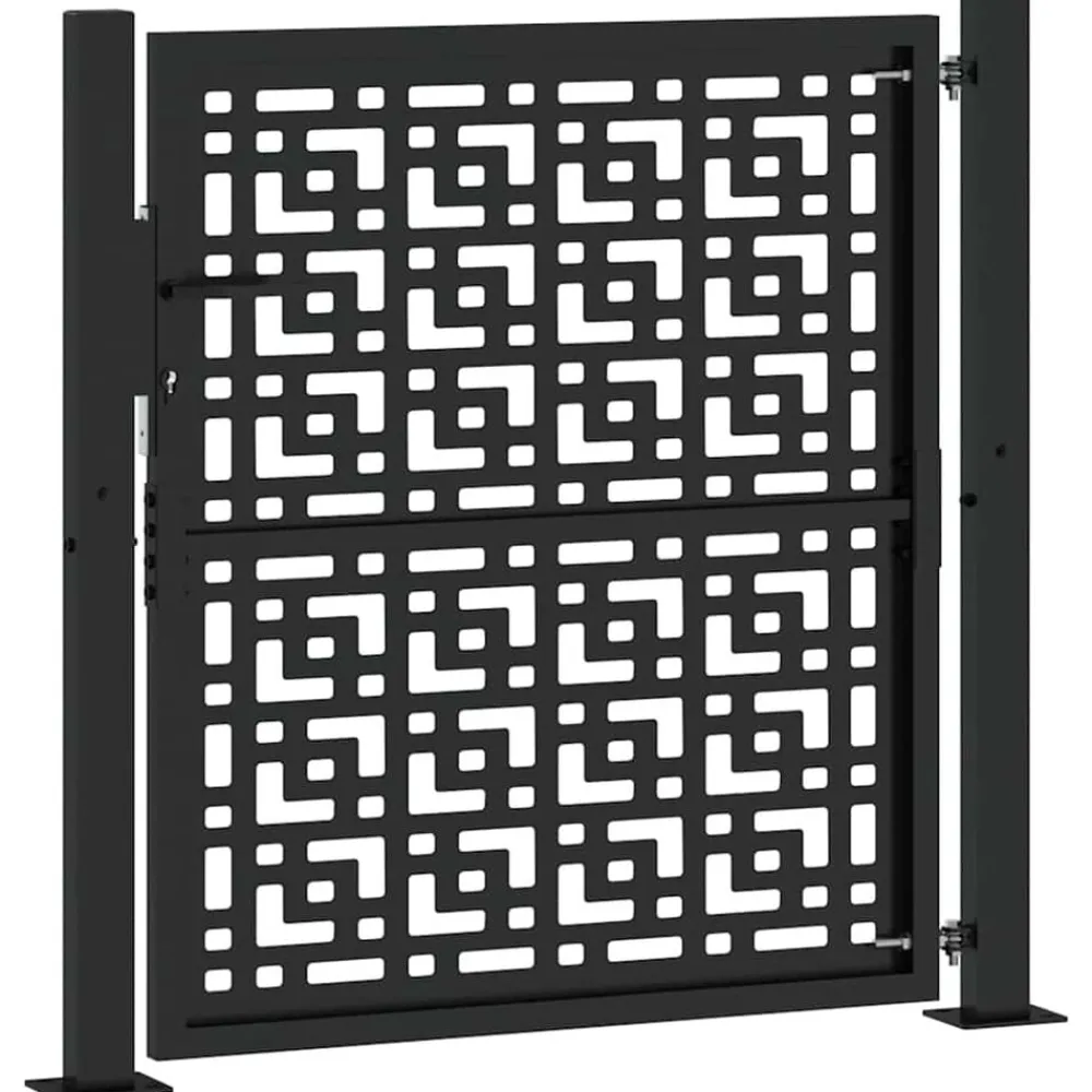 vidaXL Vallas De Jardín-Puerta de jardín negra 100x100 cm diseño de cruz de acero