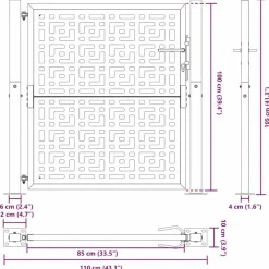 vidaXL Vallas De Jardín-Puerta de jardín negra 100x100 cm diseño de cruz de acero