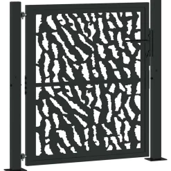 vidaXL Vallas De Jardín-Puerta de jardín negra 100x100 cm de acero con diseño de trazos
