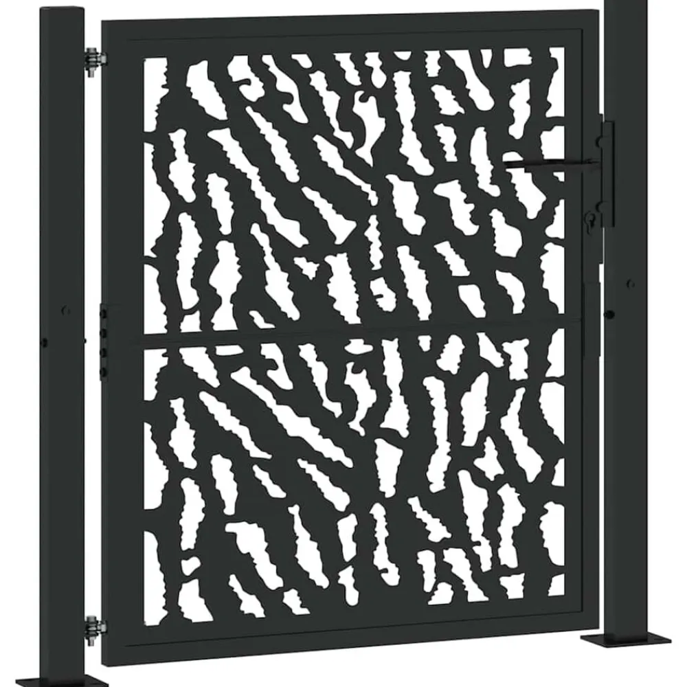 vidaXL Vallas De Jardín-Puerta de jardín negra 100x100 cm de acero con diseño de trazos
