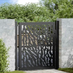 vidaXL Vallas De Jardín-Puerta de jardín negra 100x100 cm de acero con diseño de trazos