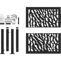 vidaXL Vallas De Jardín-Puerta de jardín negra 100x100 cm de acero con diseño de trazos