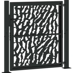 vidaXL Vallas De Jardín-Puerta de jardín negra 100x100 cm de acero con diseño de trazos