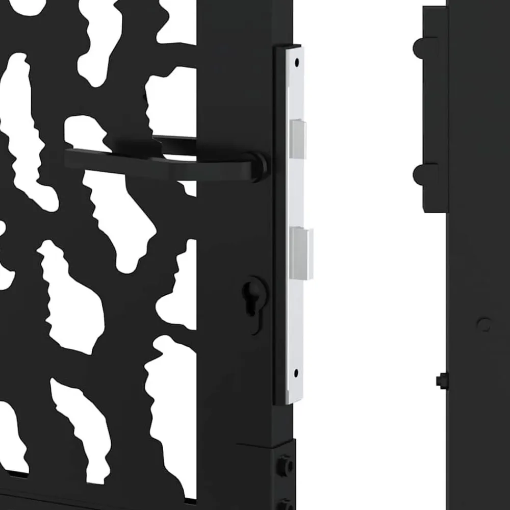 vidaXL Vallas De Jardín-Puerta de jardín negra 100x100 cm de acero con diseño de trazos