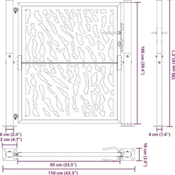 vidaXL Vallas De Jardín-Puerta de jardín negra 100x100 cm de acero con diseño de trazos