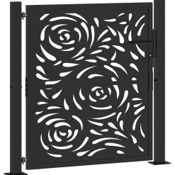 vidaXL Puerta de jardín negra 100x100 cm acero diseño llama Acero/Negro Clearance