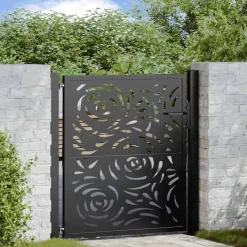 vidaXL Puerta de jardín negra 100x100 cm acero diseño llama Acero/Negro Clearance