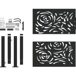 vidaXL Puerta de jardín negra 100x100 cm acero diseño llama Acero/Negro Clearance