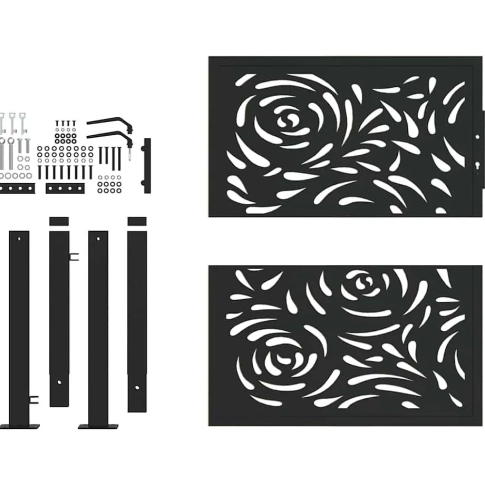 vidaXL Puerta de jardín negra 100x100 cm acero diseño llama Acero/Negro Clearance