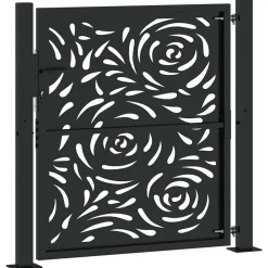 vidaXL Puerta de jardín negra 100x100 cm acero diseño llama Acero/Negro Clearance