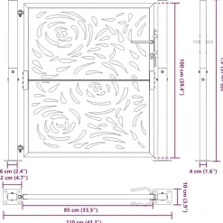vidaXL Puerta de jardín negra 100x100 cm acero diseño llama Acero/Negro Clearance