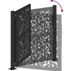 vidaXL Vallas De Jardín-Puerta de jardín negra 100x100 cm diseño de hojas de acero