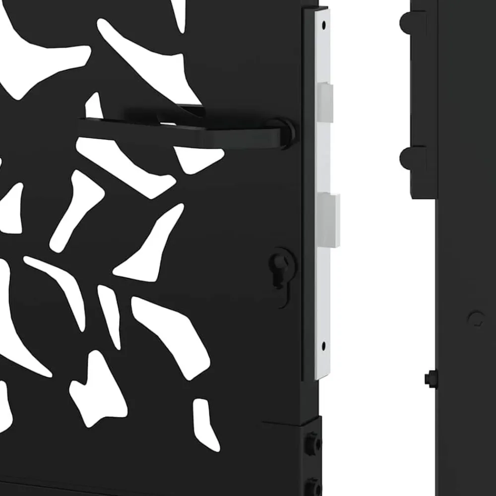 vidaXL Vallas De Jardín-Puerta de jardín negra 100x100 cm diseño de hojas de acero