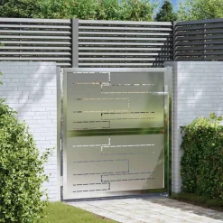 vidaXL Puerta de jardín Plateado 85 x 97 cm Acero inoxidable Online