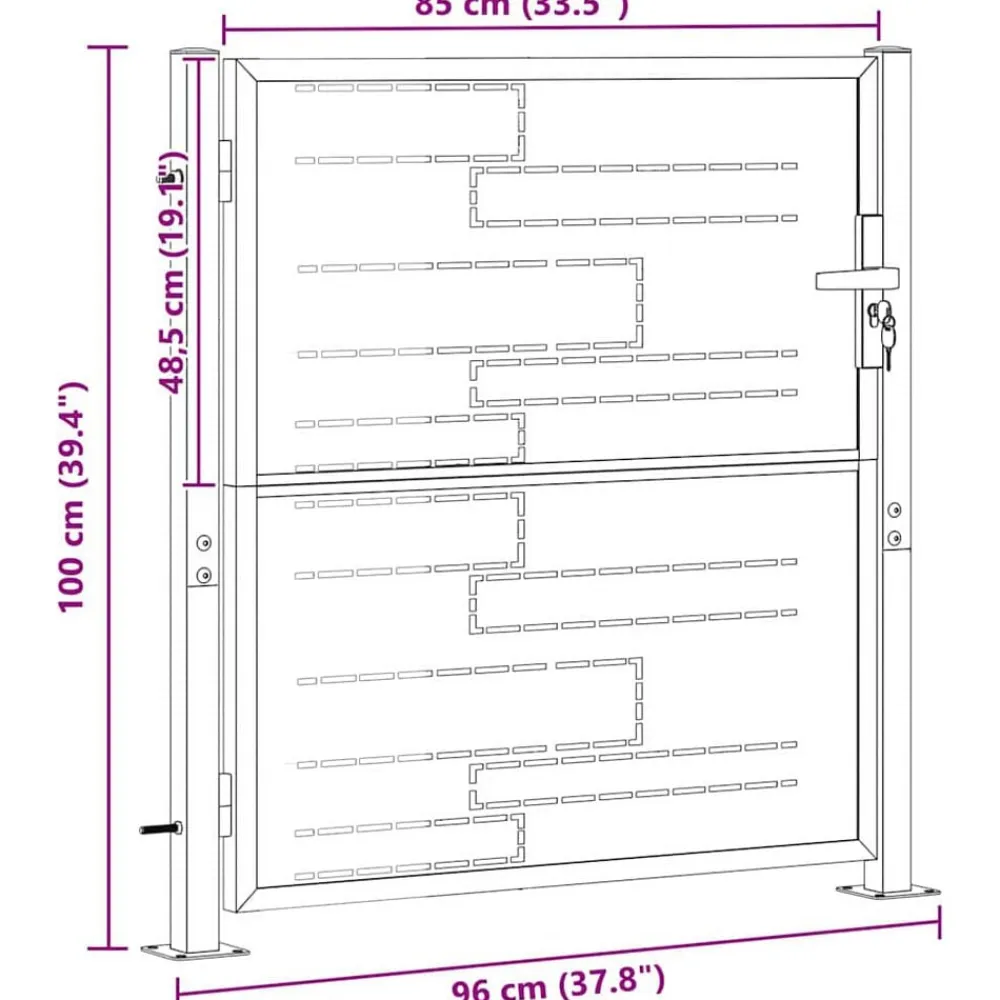 vidaXL Puerta de jardín Plateado 85 x 97 cm Acero inoxidable Online