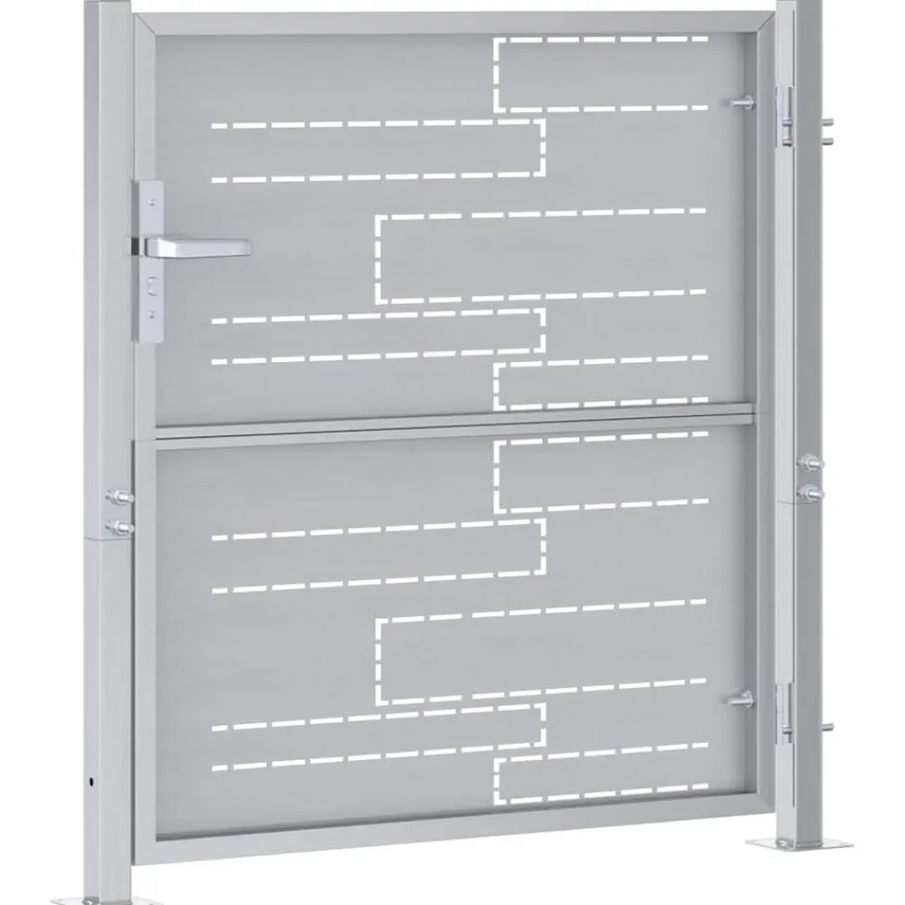 vidaXL Puerta de jardín Plateado 85 x 97 cm Acero inoxidable Online