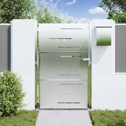 vidaXL Vallas De Jardín-Puerta de jardín Plateado 85 x 120 cm Acero inoxidable