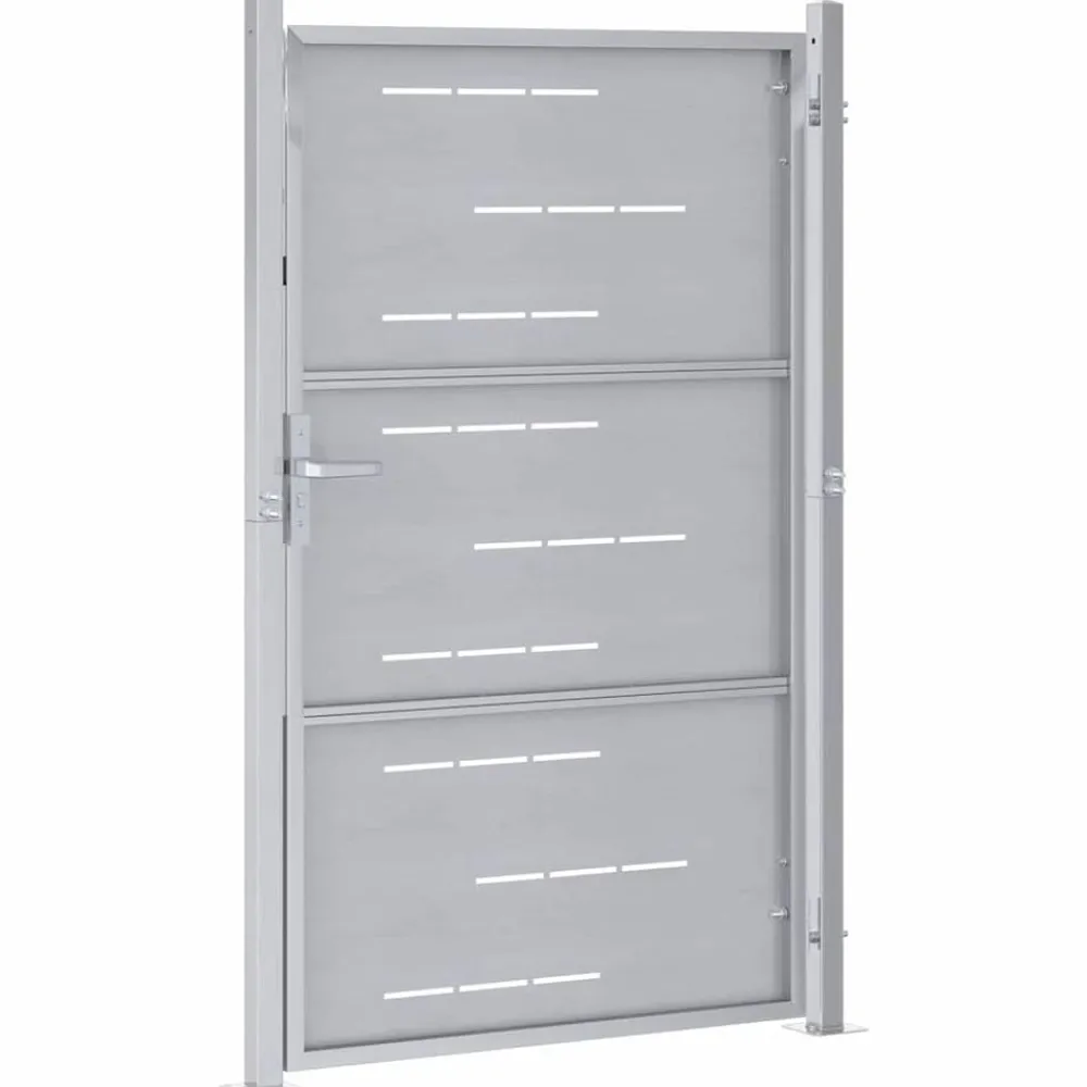 vidaXL Vallas De Jardín-Puerta de jardín Plateado 85 x 120 cm Acero inoxidable