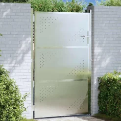 vidaXL Vallas De Jardín-Puerta de jardín Plateado 85 x 144 cm Acero inoxidable