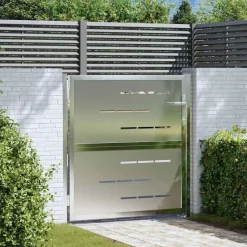 vidaXL Puerta de jardín Plateado 85 x 97 cm Acero inoxidable Best