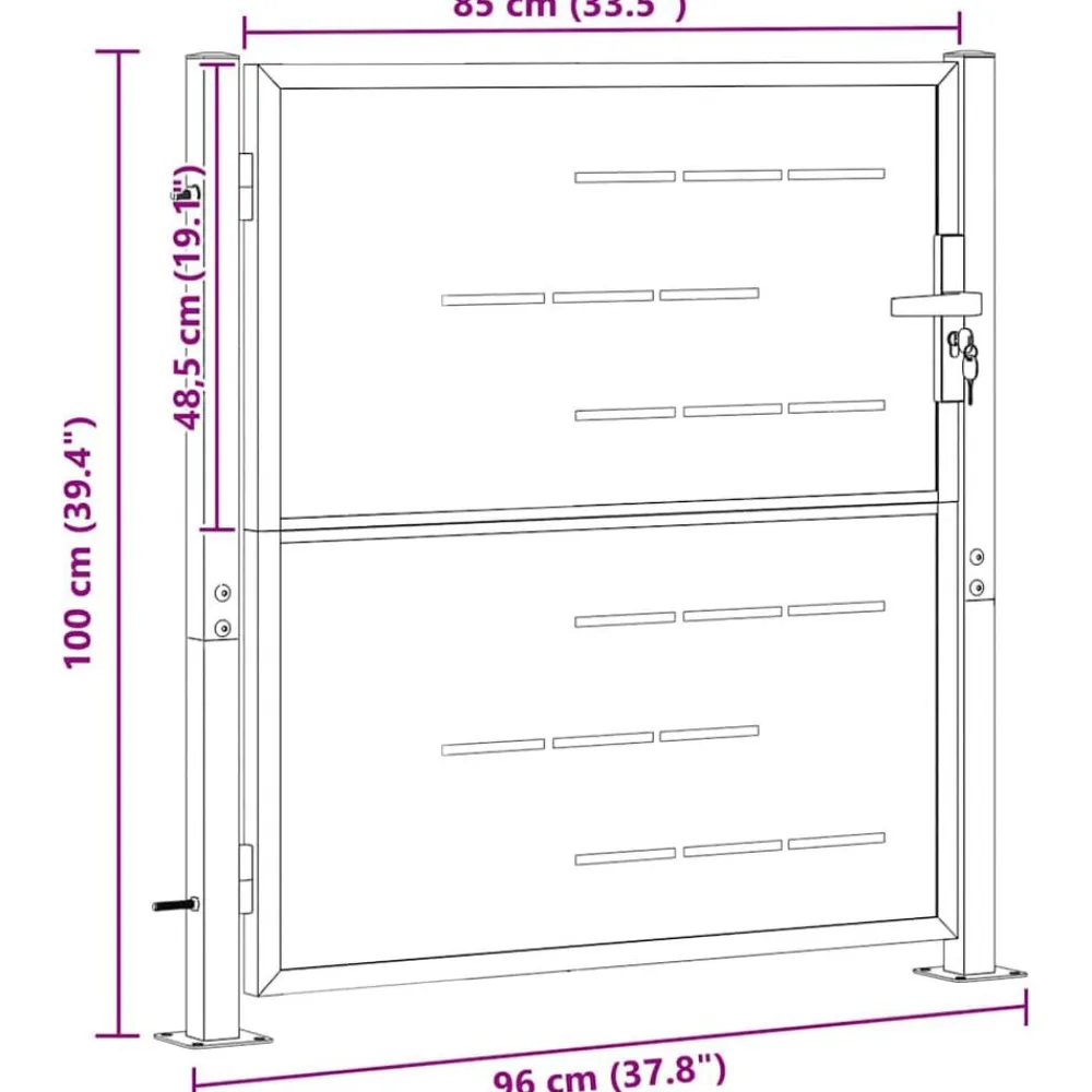 vidaXL Puerta de jardín Plateado 85 x 97 cm Acero inoxidable Best