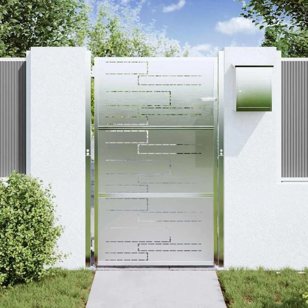 vidaXL Puerta de jardín Plateado 85 x 144 cm Acero inoxidable Hot