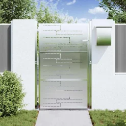 vidaXL Vallas De Jardín-Puerta de jardín Plateado 85 x 120 cm Acero inoxidable
