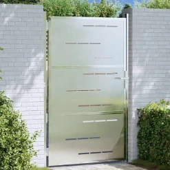 vidaXL Vallas De Jardín-Puerta de jardín Plateado 85 x 144 cm Acero inoxidable