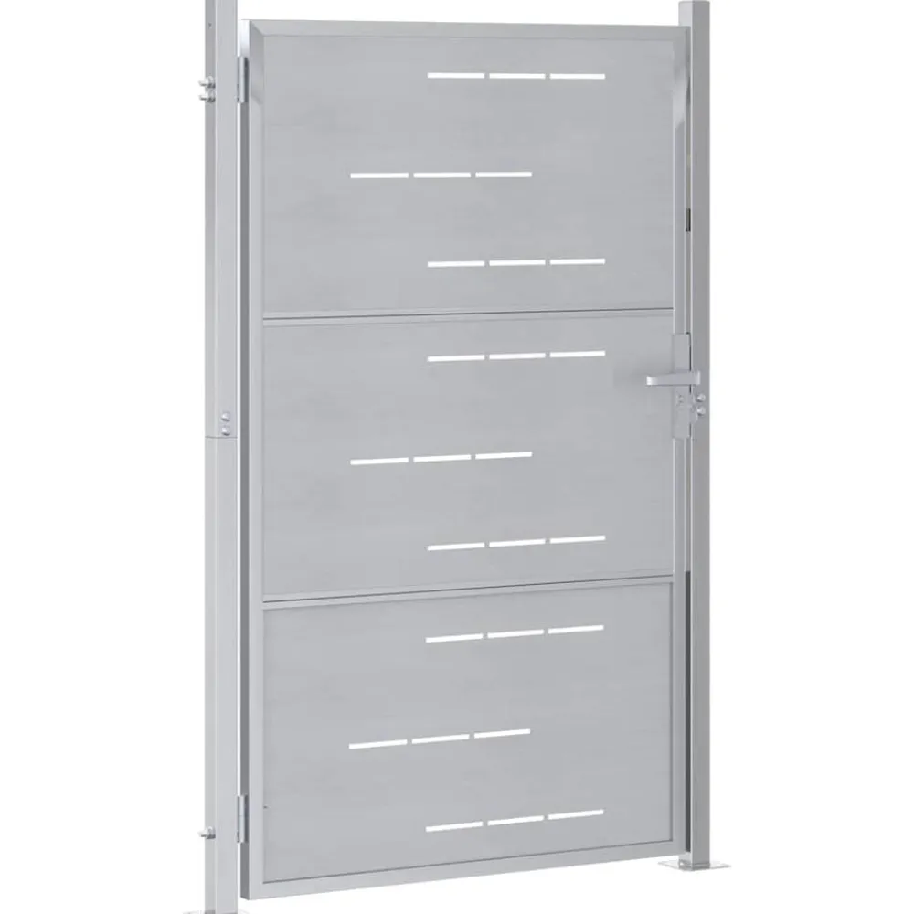 vidaXL Vallas De Jardín-Puerta de jardín Plateado 85 x 144 cm Acero inoxidable