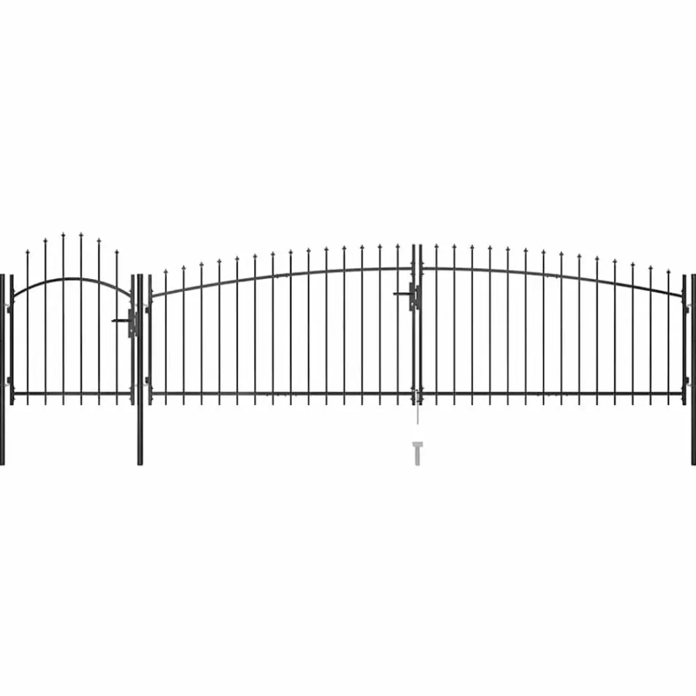 vidaXL Vallas De Jardín-Puerta de jardín Woerden con punta de lanza, 5 x 1 m, negro