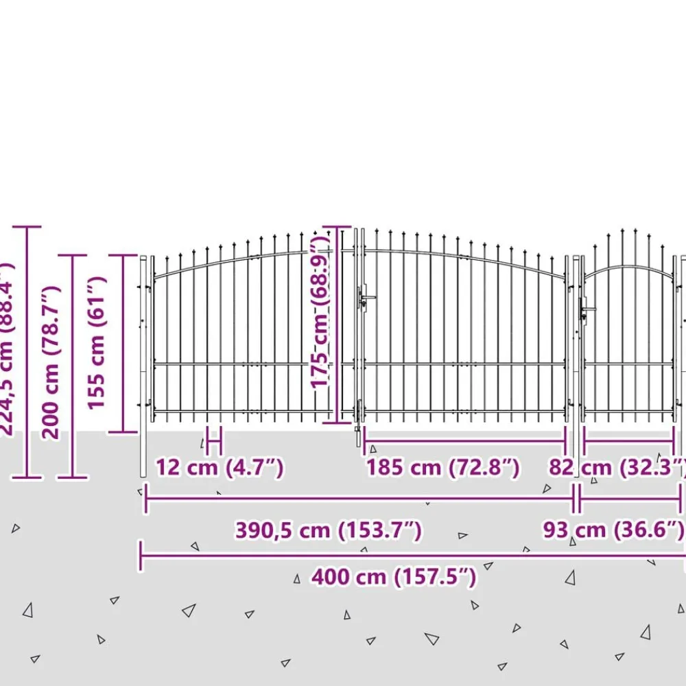 vidaXL Vallas De Jardín-Puerta de jardín Woerden acero 1x4 m negro