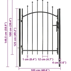 vidaXL Puerta de jardín Woerden acero 1x1 m Negro Clearance
