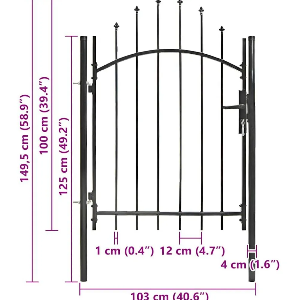 vidaXL Puerta de jardín Woerden acero 1x1 m Negro Clearance