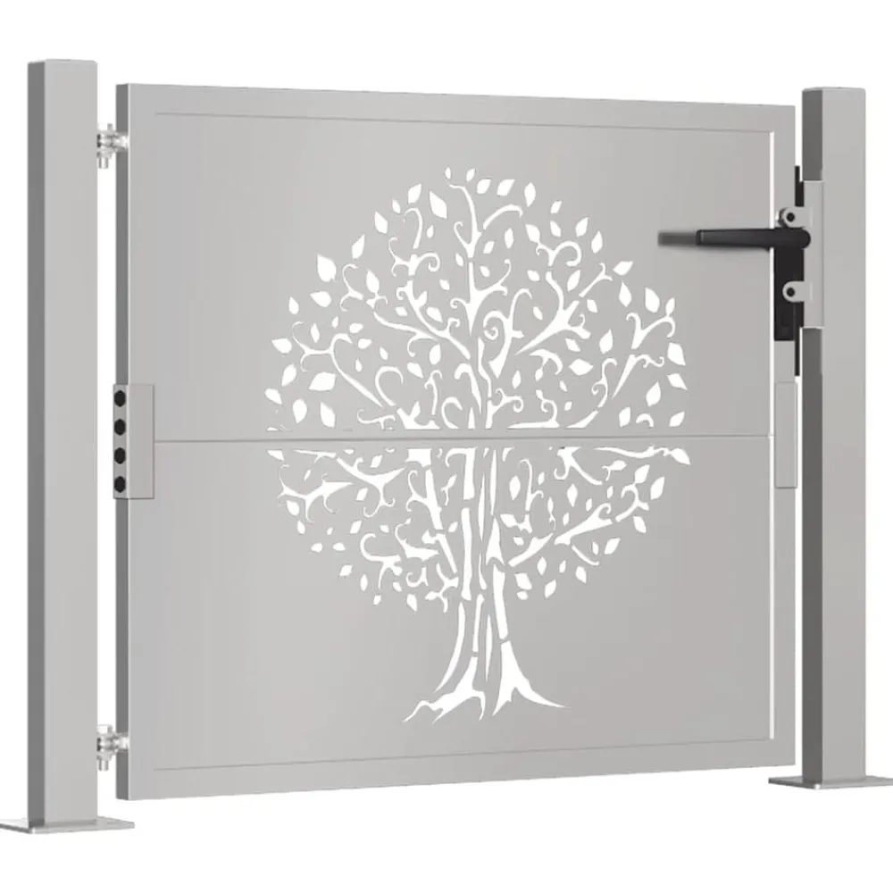vidaXL Puerta de jardín 100x75 cm de acero corten con diseño de árbol Clearance