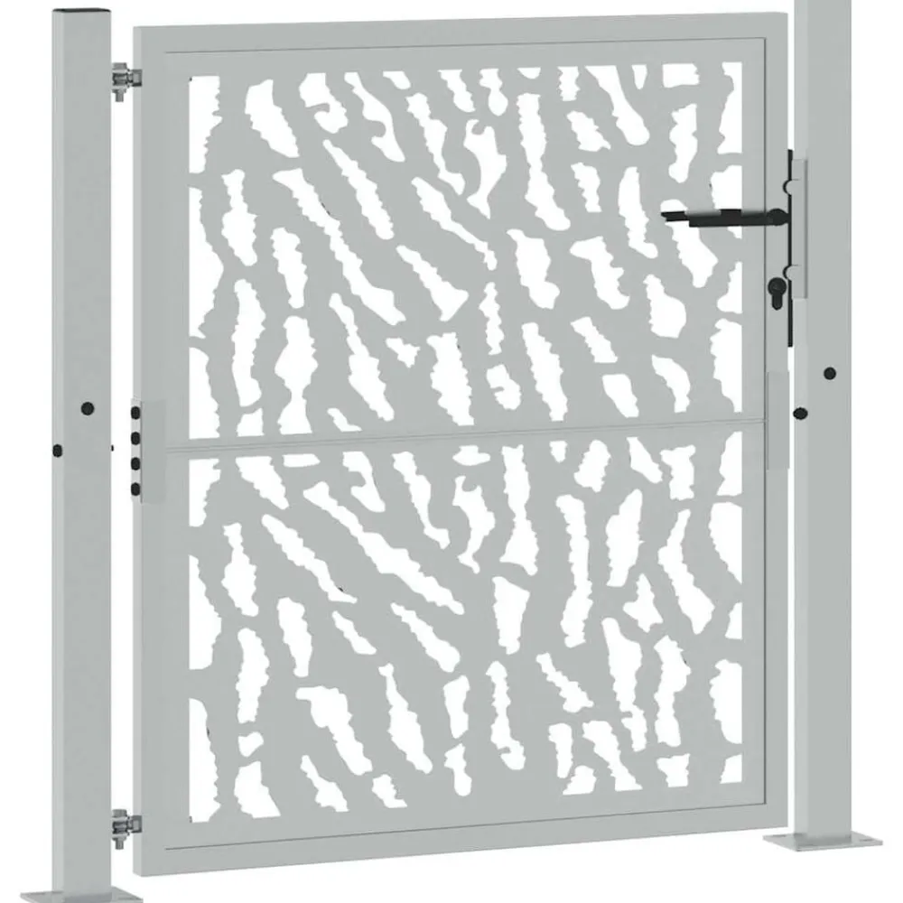 vidaXL Vallas De Jardín-Puerta de jardín 100x100 cm de acero corten con diseño de trazos