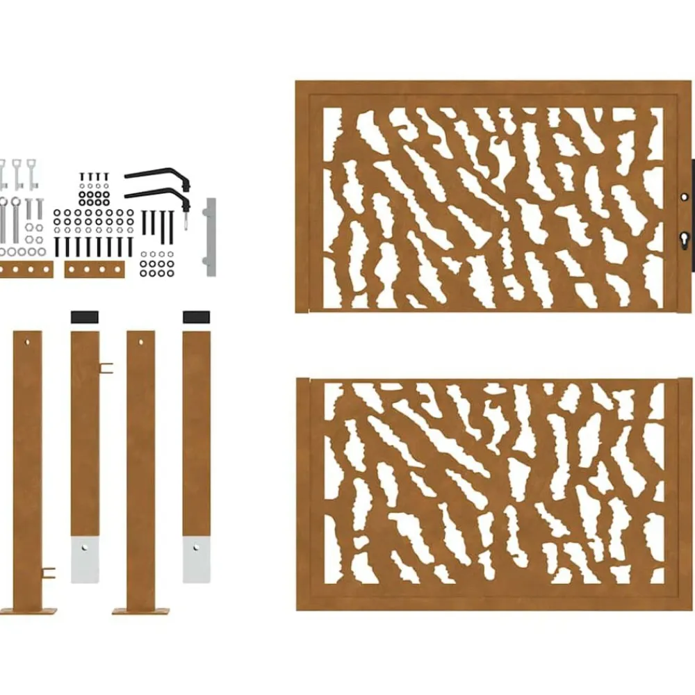 vidaXL Vallas De Jardín-Puerta de jardín 100x100 cm de acero corten con diseño de trazos