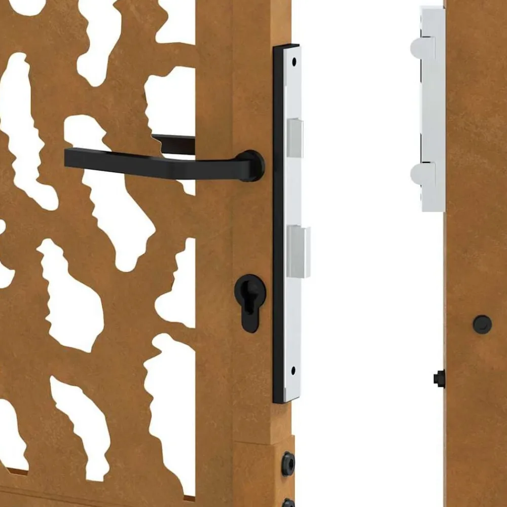 vidaXL Vallas De Jardín-Puerta de jardín 100x100 cm de acero corten con diseño de trazos