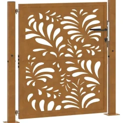 vidaXL Puerta de jardín 100x100 cm de acero corten con diseño ondulado Acero oxidado/Marr&oacute;n Best