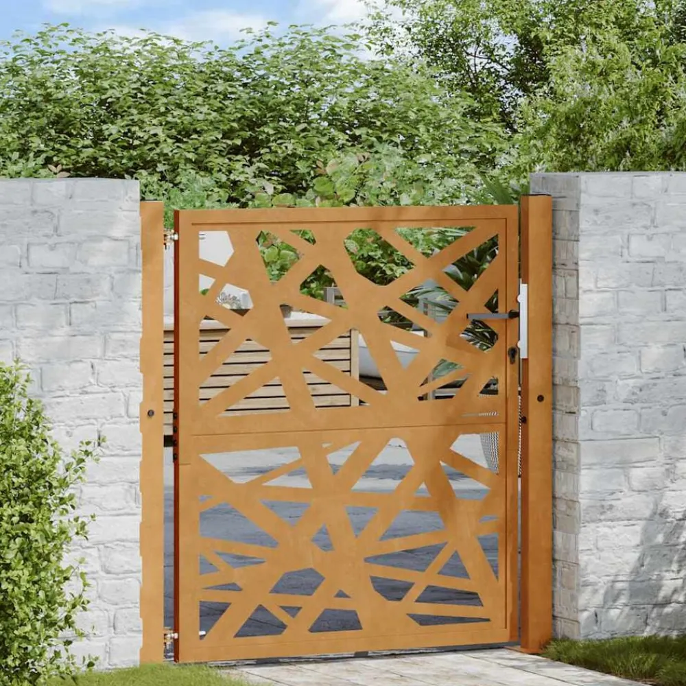 vidaXL Vallas De Jardín-Puerta de jardín 100x100 cm acero corten diseño ligero