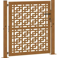 vidaXL Vallas De Jardín-Puerta de jardín 100x100 cm de acero corten con diseño de cruz