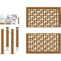 vidaXL Vallas De Jardín-Puerta de jardín 100x100 cm de acero corten con diseño de cruz