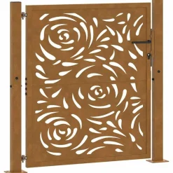 vidaXL Puerta de jardín 100x100 cm de acero corten con diseño de llamas Acero oxidado/Marr&oacute;n Clearance